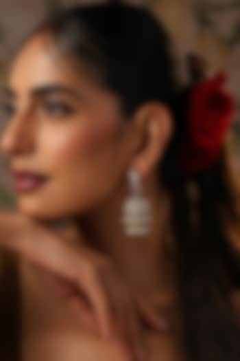 Gold Finish Red Kundan Polki Jhumka Earrings by Swabhimann Jewellery at Pernia's Pop Up Shop