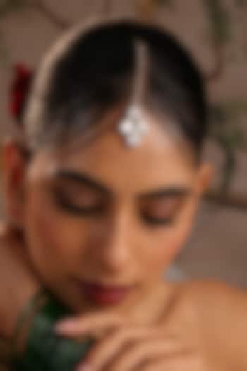 Rose Gold Finish Kundan Polki Maangtikka by Swabhimann Jewellery at Pernia's Pop Up Shop