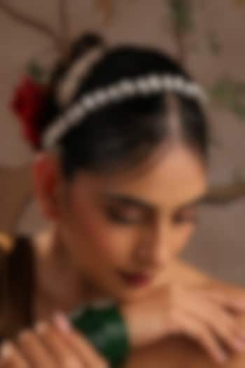 Gold Finish Kundan Polki Mathapatti by Swabhimann Jewellery at Pernia's Pop Up Shop