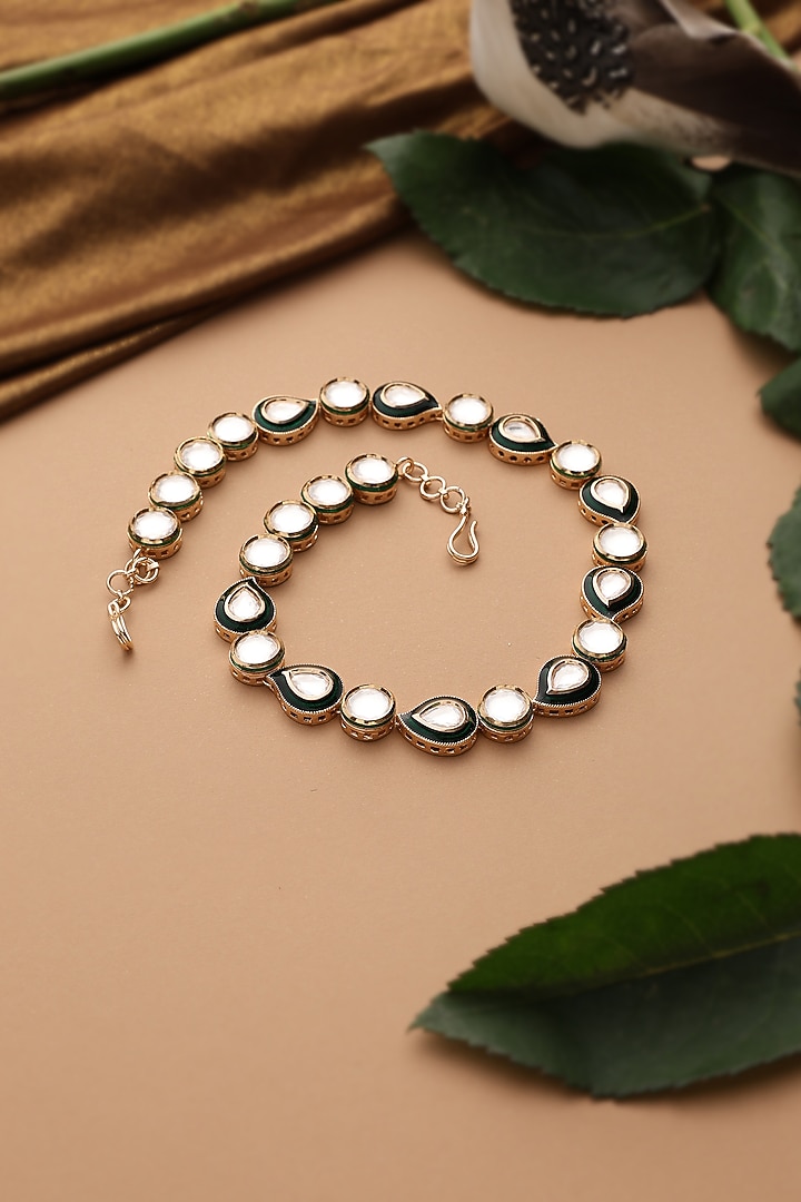 Gold Finish Kundan Polki Mathapatti by Swabhimann Jewellery at Pernia's Pop Up Shop