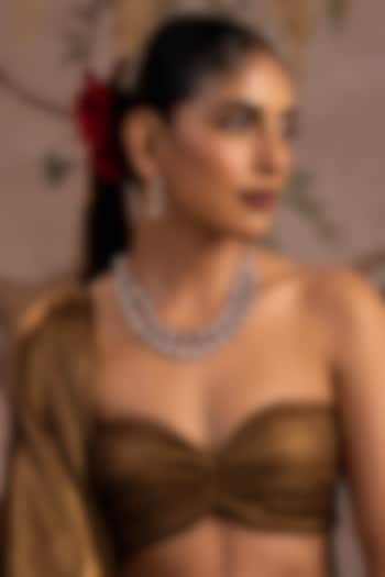 Gold Finish Red Kundan Polki Layered Long Necklace Set by Swabhimann Jewellery at Pernia's Pop Up Shop