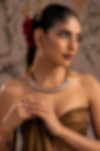 Gold Finish Emerald Green Kundan Polki Hasli Necklace Set by Swabhimann Jewellery at Pernia's Pop Up Shop