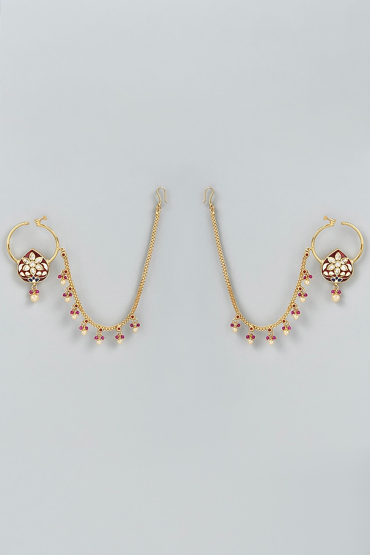 Gold Finish Kundan Polki Nath by Swabhimann Jewellery at Pernia's Pop Up Shop