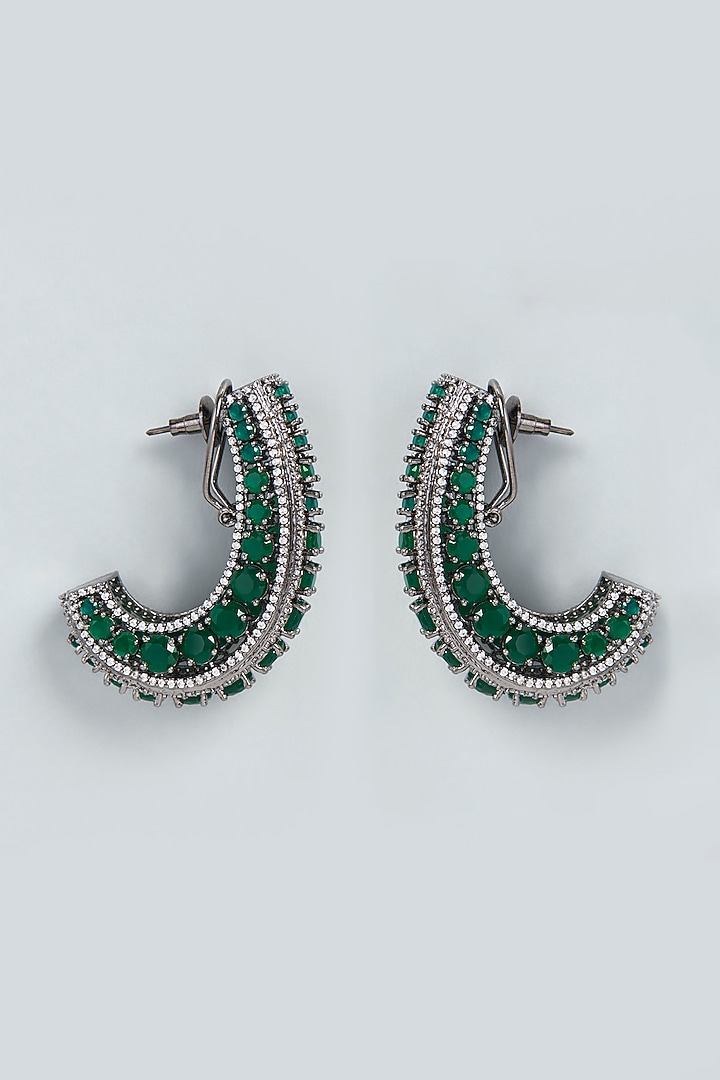 Black Rhodium Finish Hoop Earrings by Swabhimann Jewellery at Pernia's Pop Up Shop