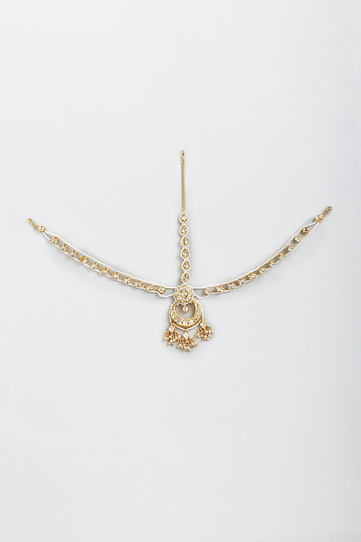 Gold Finish Kundan Polki Matha Patti by Swabhimann Jewellery at Pernia's Pop Up Shop