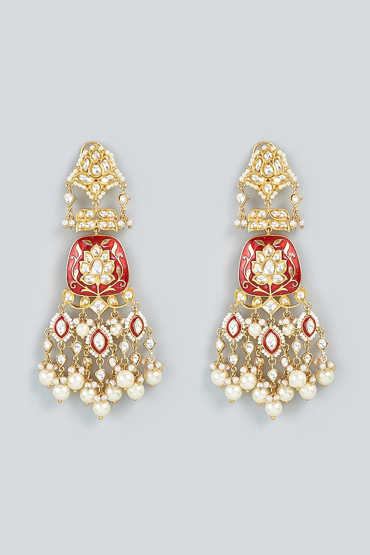 Gold Finish Handcrafted Dangler Earrings by Swabhimann Jewellery at Pernia's Pop Up Shop