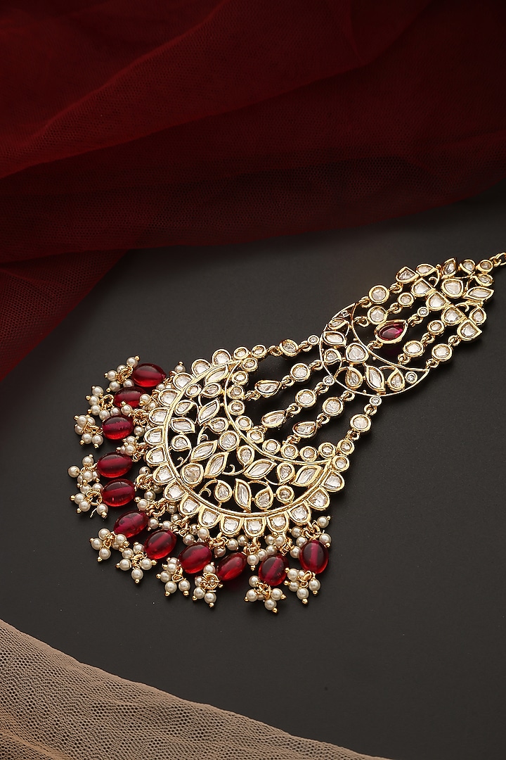 Gold Finish Kundan Polki Pasa by Swabhimann Jewellery at Pernia's Pop Up Shop