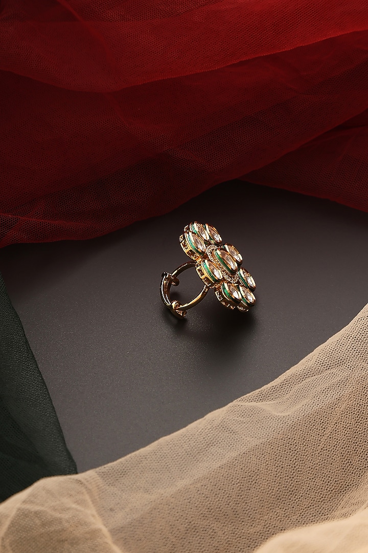 Gold Finish Kundan Polki Ring by Swabhimann Jewellery at Pernia's Pop Up Shop