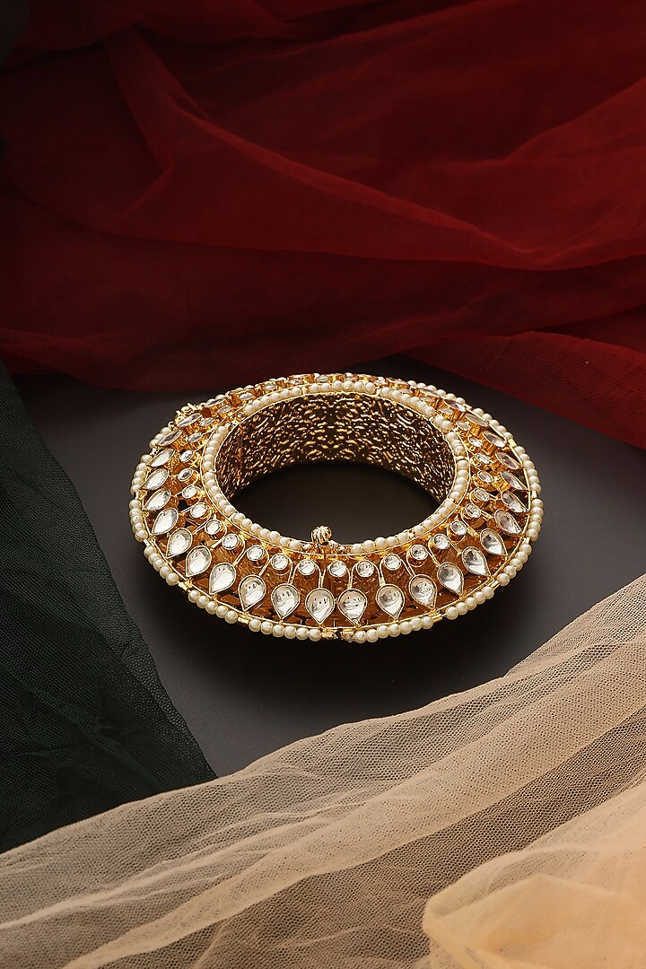Gold Finish Kundan Polki Kada by Swabhimann Jewellery at Pernia's Pop Up Shop