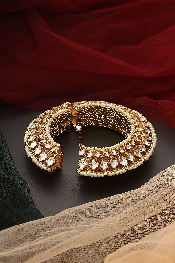 Gold Finish Kundan Polki Kada by Swabhimann Jewellery at Pernia's Pop Up Shop