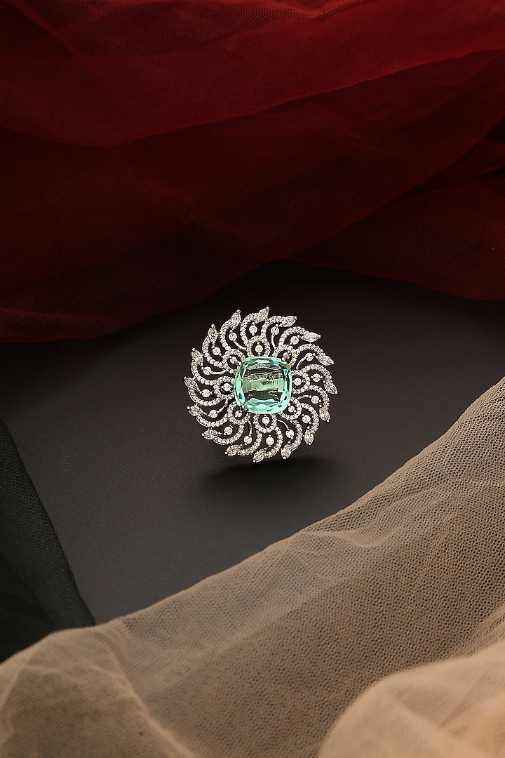White Finish Kundan Polki Ring by Swabhimann Jewellery at Pernia's Pop Up Shop