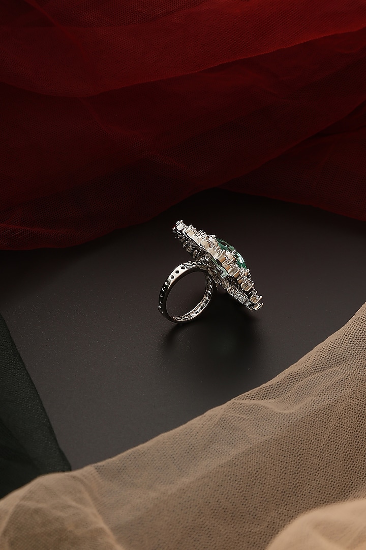 White Finish Kundan Polki Ring by Swabhimann Jewellery at Pernia's Pop Up Shop
