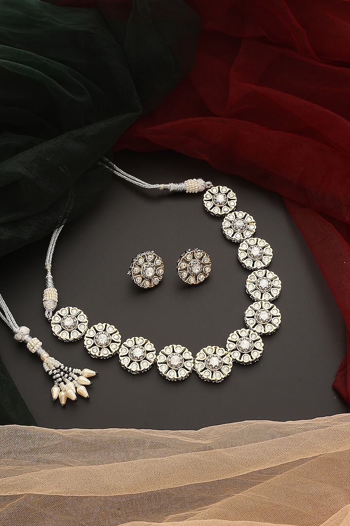 Two-Tone Finish Zircon Necklace Set by Swabhimann Jewellery at Pernia's Pop Up Shop