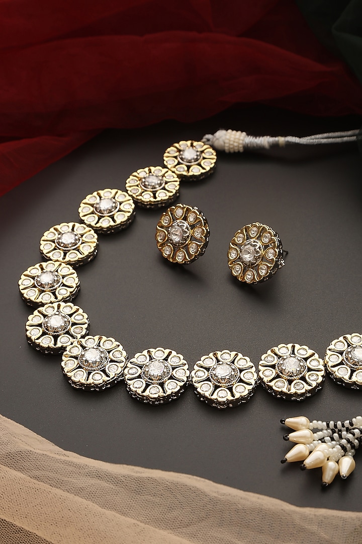 Two-Tone Finish Zircon Necklace Set by Swabhimann Jewellery at Pernia's Pop Up Shop