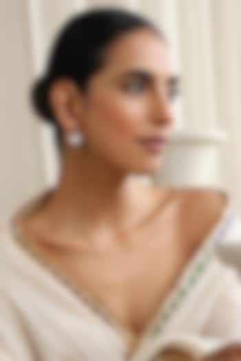 Gold Finish Red Kundan Polki Handcrafted Stud Earrings by Swabhimann Jewellery at Pernia's Pop Up Shop