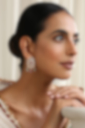 Rose Gold Finish Multi-Colored Kundan Polki Handcrafted Stud Earrings by Swabhimann Jewellery at Pernia's Pop Up Shop