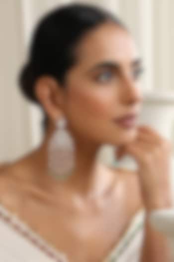 Rose Gold Finish Mint Kundan Polki Handcrafted Dangler Earrings by Swabhimann Jewellery at Pernia's Pop Up Shop