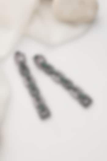 Black Rhodium Finish Multi-Colored Zirconia Handcrafted Dangler Earrings by Swabhimann Jewellery at Pernia's Pop Up Shop