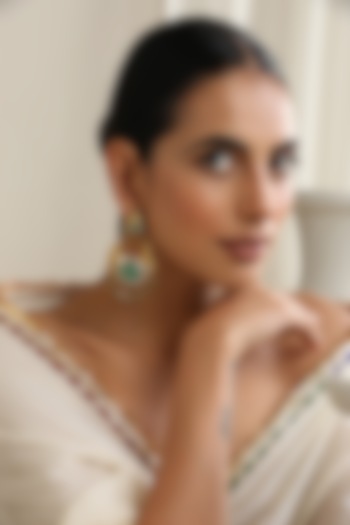 Gold Finish Mint Onyx Chandbali Earrings by Swabhimann Jewellery at Pernia's Pop Up Shop