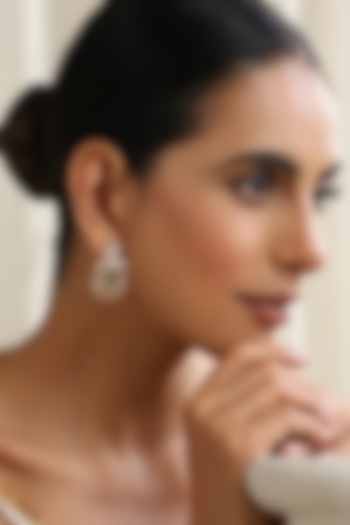 Rose Gold Finish Green Kundan Polki Stud Earrings by Swabhimann Jewellery at Pernia's Pop Up Shop