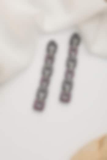 Black Rhodium Finish Zircon Dangler Earrings by Swabhimann Jewellery at Pernia's Pop Up Shop