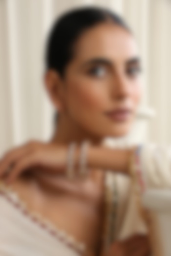 Rose Gold Finish Kundan Polki Bangles (Set Of 2) by Swabhimann Jewellery at Pernia's Pop Up Shop