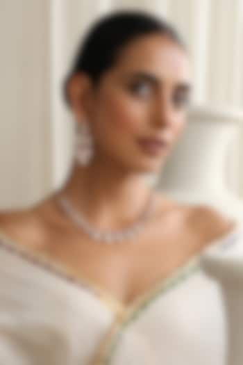 Rose Gold Finish Red Kundan Polki Necklace Set by Swabhimann Jewellery at Pernia's Pop Up Shop