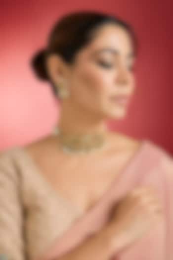 Gold Finish Multi-Colored Jadau Kundan Polki Choker Necklace Set by Swabhimann Jewellery at Pernia's Pop Up Shop