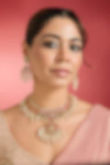 Gold Finish Multi-Colored Jadau Kundan Polki Long Necklace Set by Swabhimann Jewellery at Pernia's Pop Up Shop