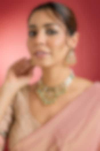 Gold Finish Multi-Colored Jadau Kundan Polki Necklace Set by Swabhimann Jewellery at Pernia's Pop Up Shop