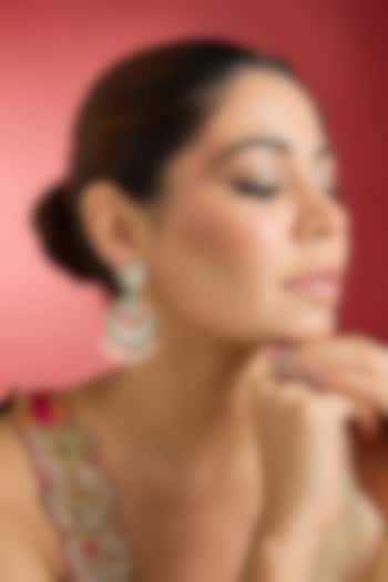 Rose Gold Finish Green Kundan Polki Chandbali Earrings by Swabhimann Jewellery at Pernia's Pop Up Shop