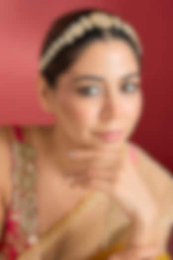 Rose Gold Finish Kundan Polki Sheeshphool by Swabhimann Jewellery at Pernia's Pop Up Shop