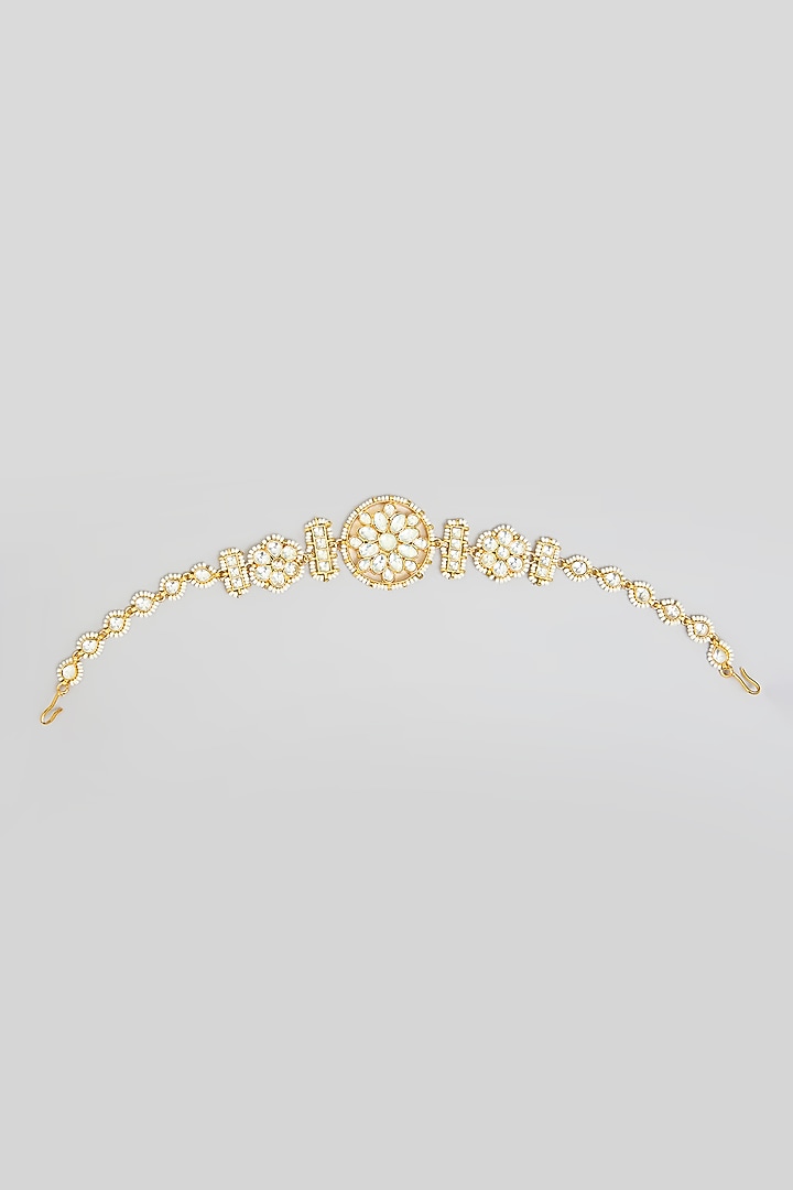 Rose Gold Finish Kundan Polki Sheeshphool by Swabhimann Jewellery at Pernia's Pop Up Shop