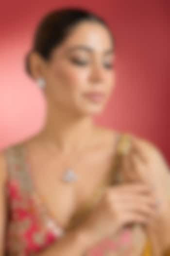 Rose Gold Finish Kundan Polki Pendant Necklace Set by Swabhimann Jewellery at Pernia's Pop Up Shop