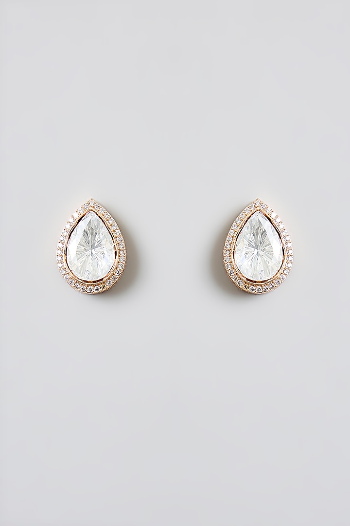 Rose Gold Finish Kundan Polki Pendant Necklace Set by Swabhimann Jewellery at Pernia's Pop Up Shop