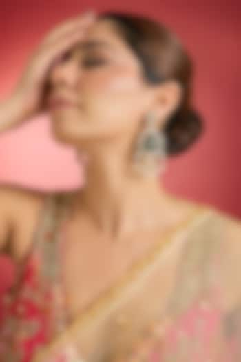 Gold Finish Green Kundan Polki Dangler Earrings by Swabhimann Jewellery at Pernia's Pop Up Shop