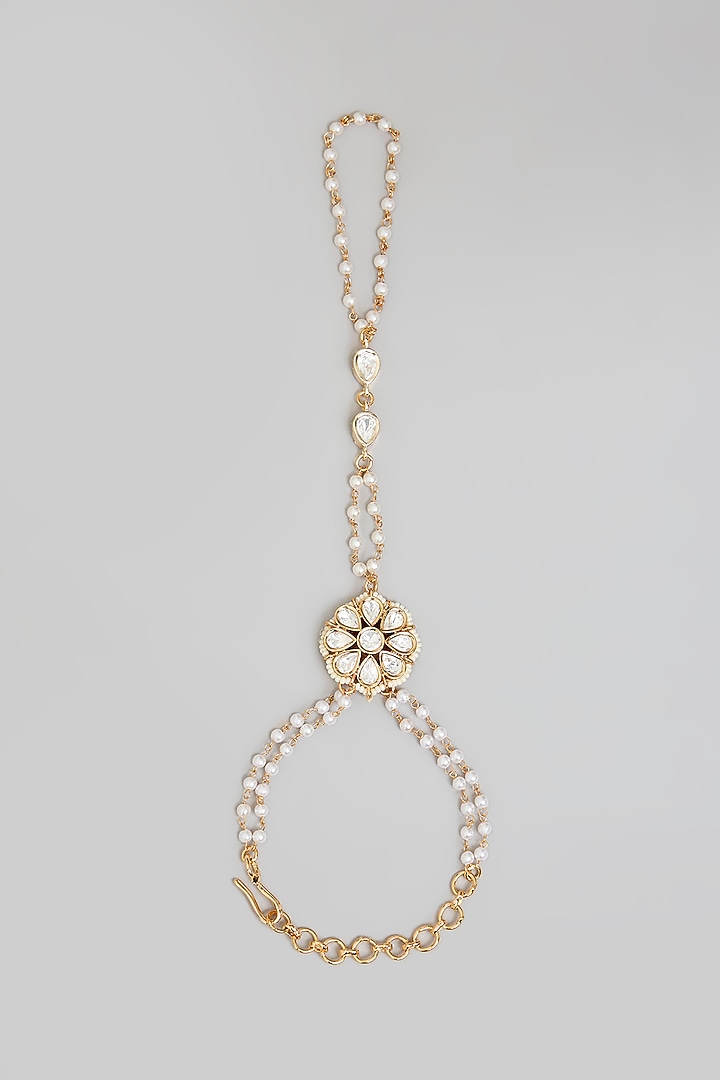 Rose Gold Finish Kundan Polki Hathphool by Swabhimann Jewellery at Pernia's Pop Up Shop