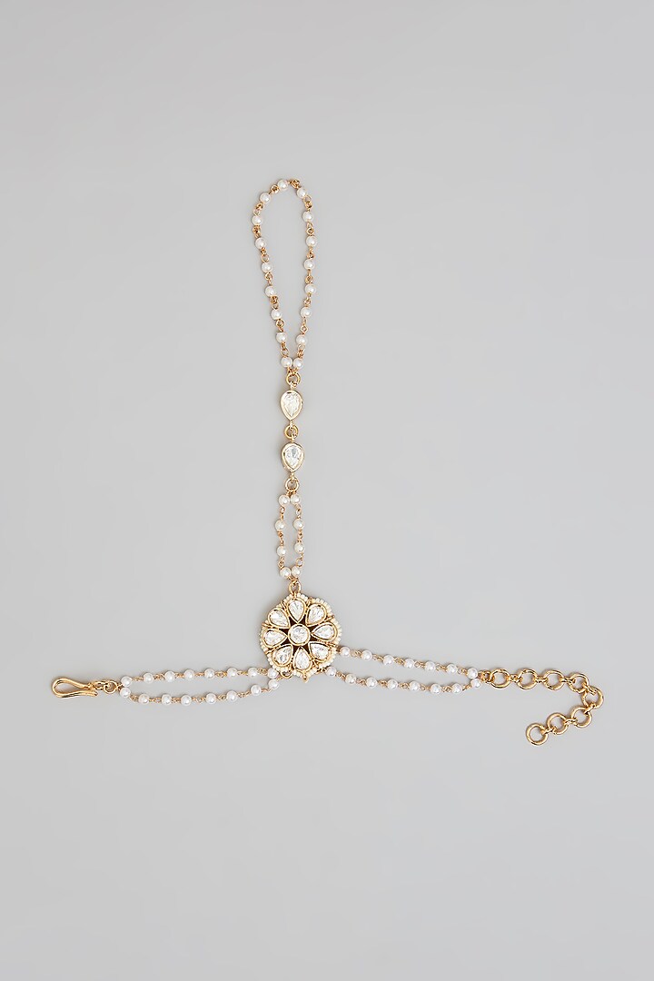 Rose Gold Finish Kundan Polki Hathphool by Swabhimann Jewellery at Pernia's Pop Up Shop
