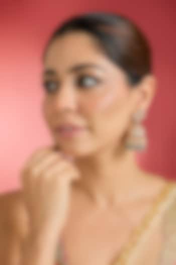 Rose Gold Finish Green Kundan Polki Jhumka Earrings by Swabhimann Jewellery at Pernia's Pop Up Shop