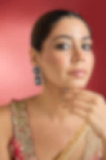White Finish Blue Zircon Dangler Earrings by Swabhimann Jewellery at Pernia's Pop Up Shop