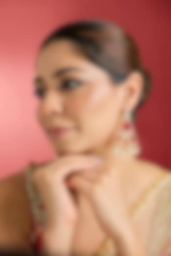 Rose Gold Finish Kundan Polki & Ruby Dangler Earrings by Swabhimann Jewellery at Pernia's Pop Up Shop