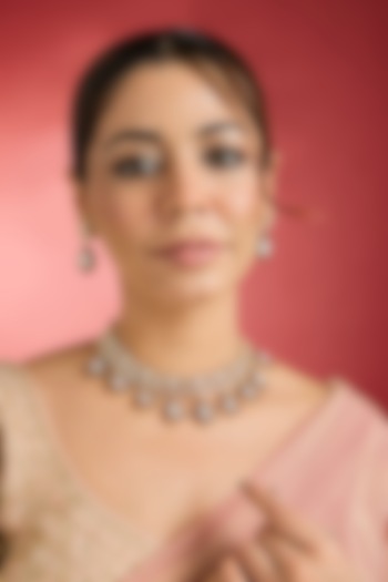 Rose Gold Finish Multi-Colored Kundan Polki Necklace Set by Swabhimann Jewellery at Pernia's Pop Up Shop