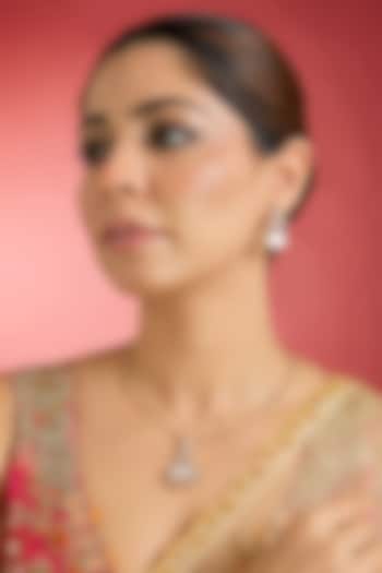 Rose Gold Finish Kundan Polki Necklace Set by Swabhimann Jewellery at Pernia's Pop Up Shop