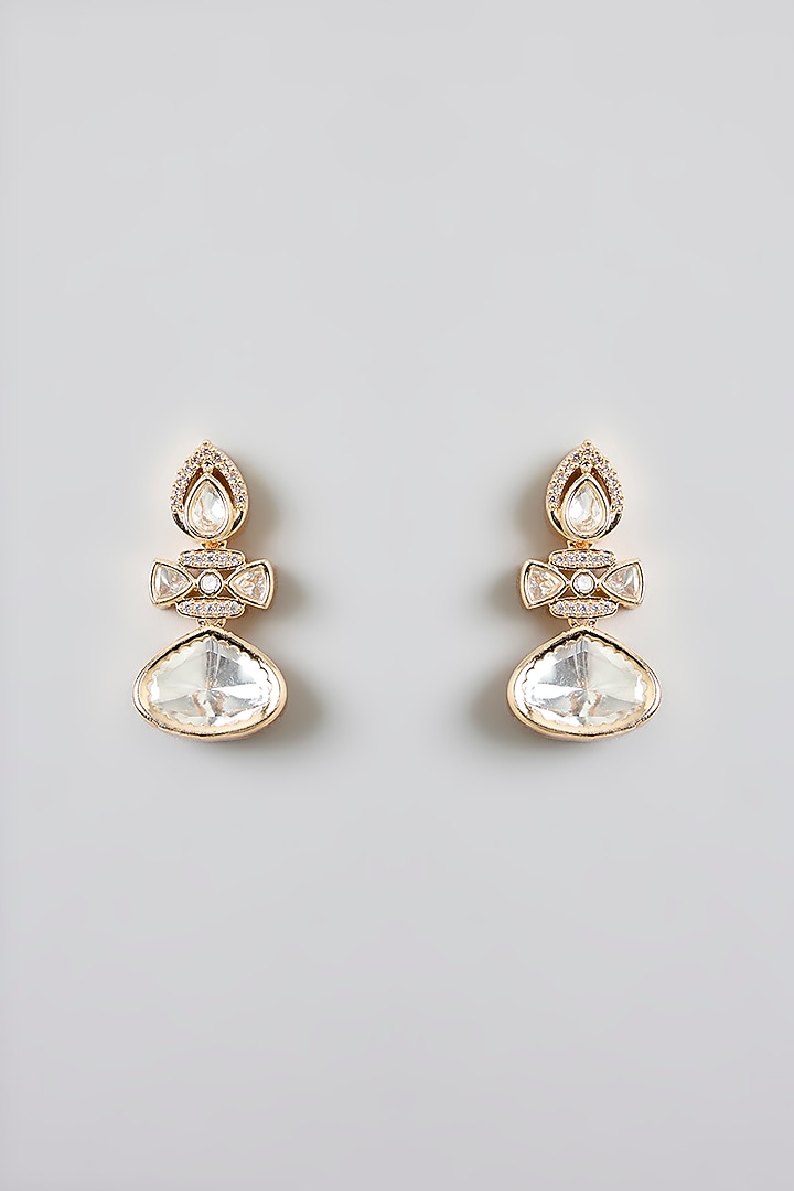 Rose Gold Finish Kundan Polki Necklace Set by Swabhimann Jewellery at Pernia's Pop Up Shop