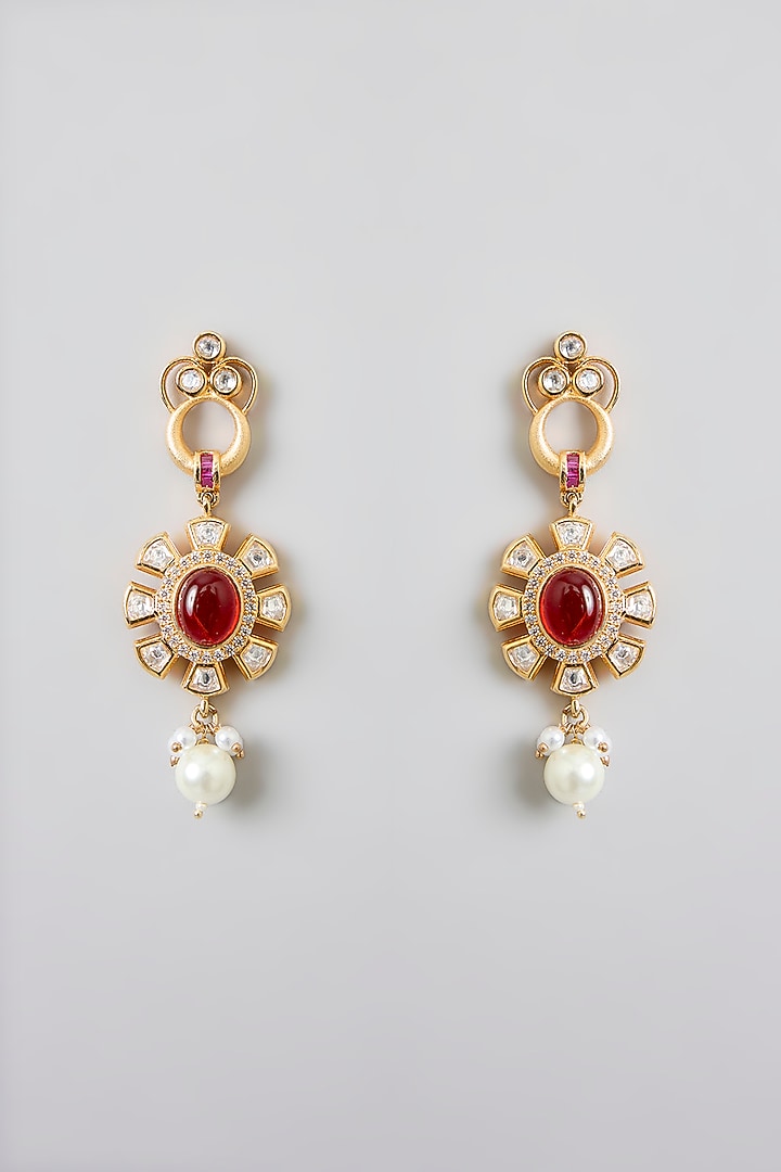 Rose Gold Finish Multi-Colored Kundan Polki Necklace Set by Swabhimann Jewellery at Pernia's Pop Up Shop