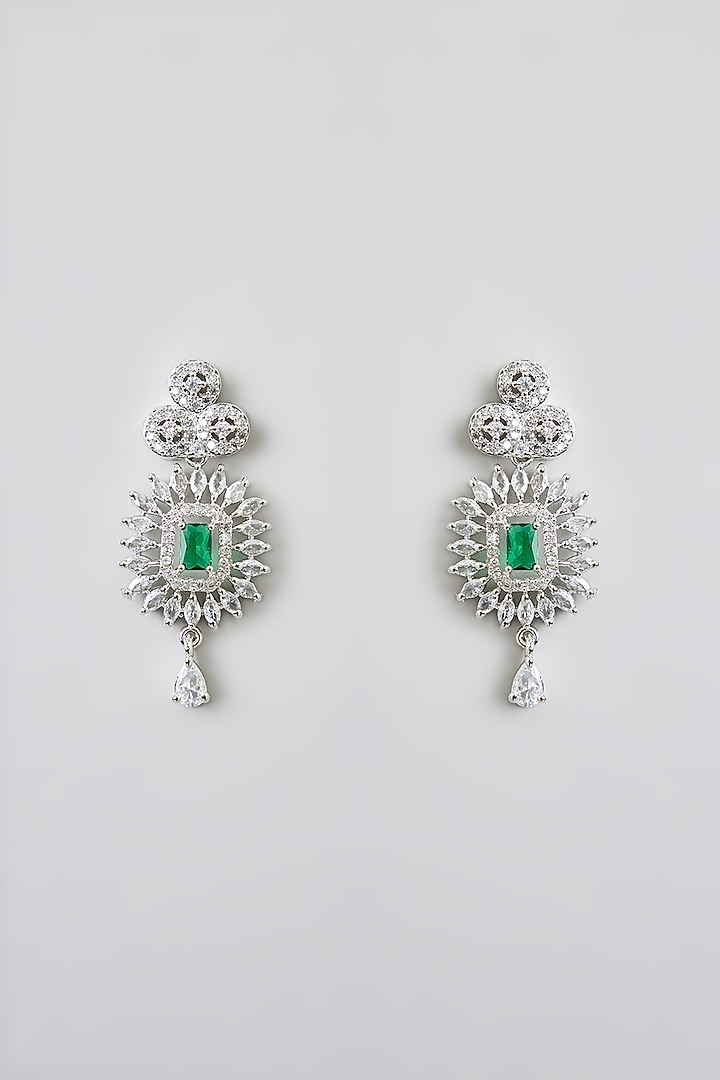 White Finish Emerald & Zircon Necklace Set by Swabhimann Jewellery at Pernia's Pop Up Shop