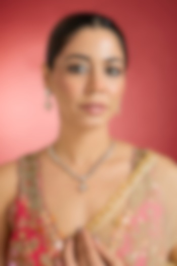 Rose Gold Finish Kundan Polki Pendant Necklace Set by Swabhimann Jewellery at Pernia's Pop Up Shop