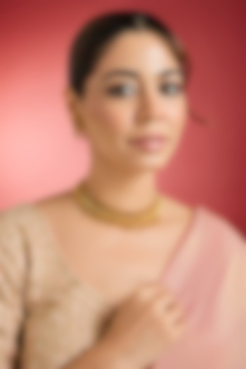 Gold Finish Red Stone Temple Choker Necklace Set by Swabhimann Jewellery at Pernia's Pop Up Shop