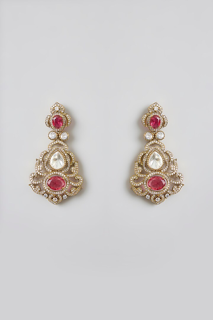 Rose Gold Finish Ruby & Kundan Polki Layered Necklace Set by Swabhimann Jewellery at Pernia's Pop Up Shop