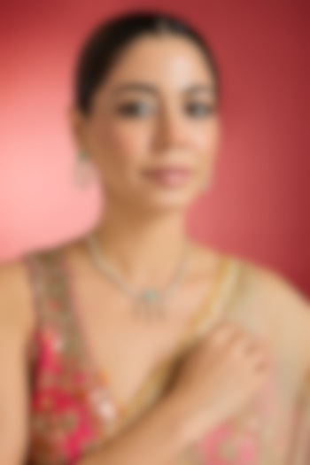 Rose Gold Finish Green Kundan Polki Necklace Set by Swabhimann Jewellery at Pernia's Pop Up Shop